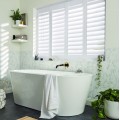 Shutters Arctic 89mm - Moda Multi L Frame - Full Height - Bi-Fold Bathroom - Concealed Tilt